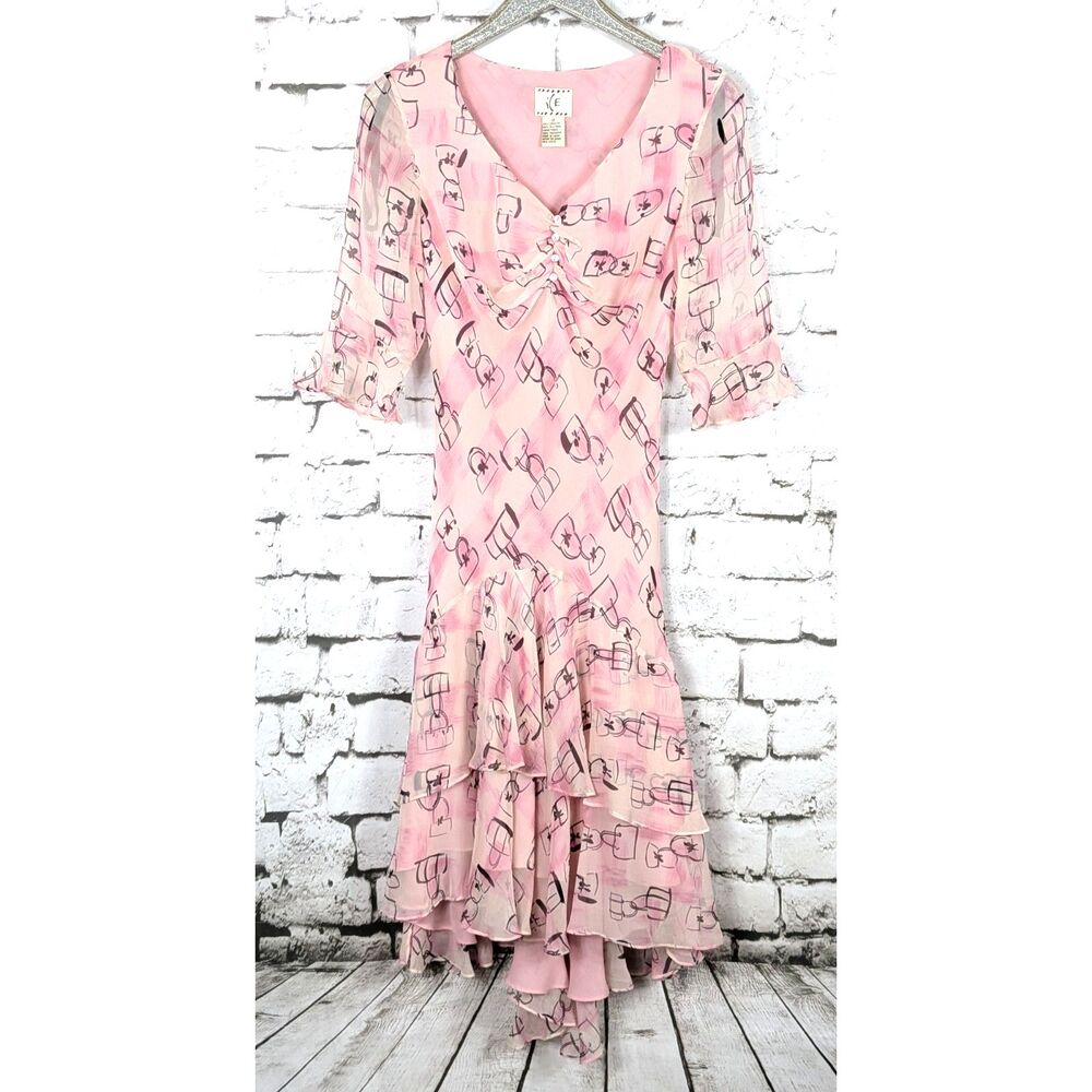 Vintage 90s Y2K Silk Mermaid Dress Empire Waist Fairy Grunge Whimsigoth Size 12